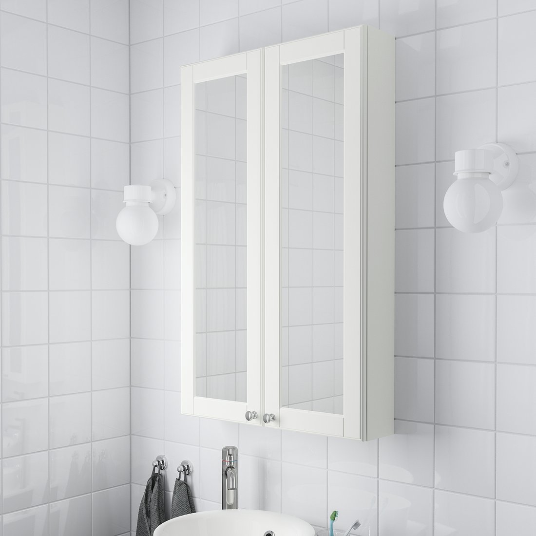 Mirror with 2 doors, Kasjön white, 60x14x96 cm IKEA