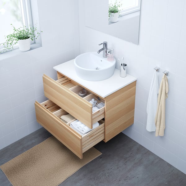 Godmorgon Tolken Tornviken Wsh Stnd W Countertop 45 Wsh Basin White Stained Oak Effect White Dalskar Tap Ikea