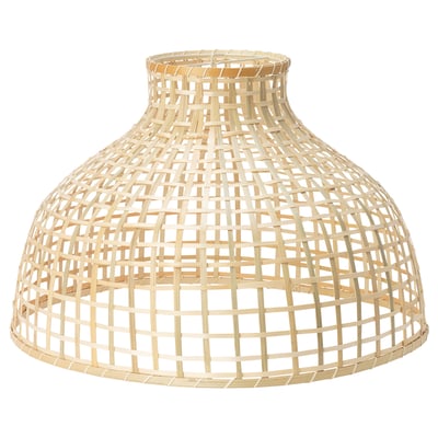 GOTTORP handmade bamboo lampshade, natural color, woven design, dome shape.