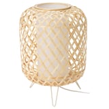 GOTTORP bamboo lamp with warm light.
