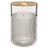 GRADVIS clear glass vase with gold lid, ribbed design.