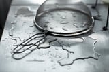 Black and white stainless steel kitchen strainer with handle on sleek countertop. Water droplets visible around strainer.