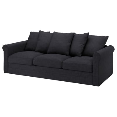 GRÖNLID: dark grey, 3-seat sofa with comfy, removable cushions. Modern design, durable, eco-friendly fabric.