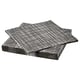 Option: GROPLÖJA: three-ply, black & white checkered paper napkins, stacked neatly.