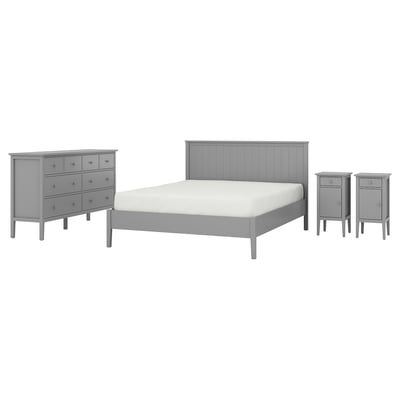 GULLABERG Bedroom furniture, set of 4, grey, 160x200 cm
