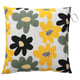 GULLBERGSÖ pillow, colorful flowers on white, square with loop, 100% recycled polyester.