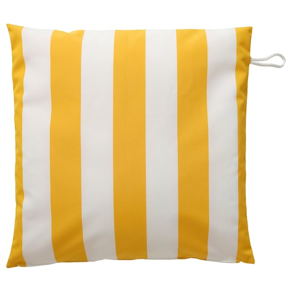 GULLBERGSÖ yellow-white striped square cushion, recycled polyester.