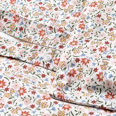 Floral duvet cover with press-stud closure, made of soft, breathable cotton-viscose blend.