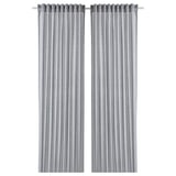 HANNALILL grey cotton curtains, simple design with rod pocket, ideal for privacy & light control.