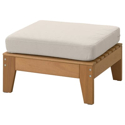 HATTHOLMEN outdoor stool with cushion and eucalyptus base.