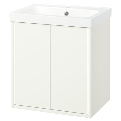 A white HAVBÄCK vanity with a rectangular sink on top, featuring clean, straightforward design lines and storage space below.