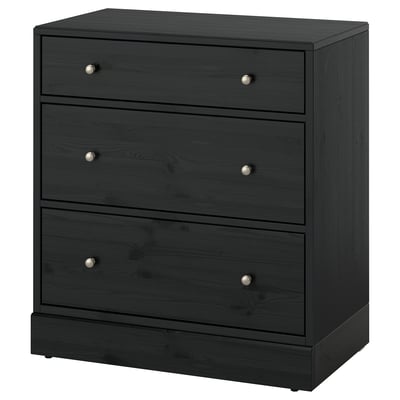 HAVSTA black wooden chest with 3 drawers.