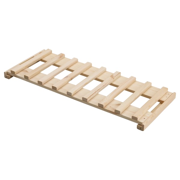 HEJNE wood shelf, light color, rectangular, simple design; treated wood is recommended.