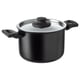 Option: Black cookware, HEMLAGAD, aluminum base, non-stick teflon coating, glass lid, silicone handles.
