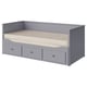 Gray day-bed, HEMNES model, wooden, rectangular, simple design.