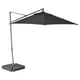 Option: Black cantilever umbrella HISSÖ with aluminum frame, recycled polyester canopy, and concrete base.