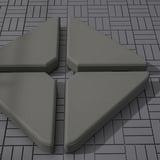 Three concrete benches in modern minimalist setting.