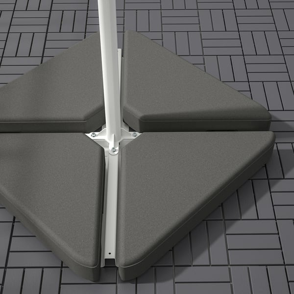 A high-quality concrete parasol base with a powder-coated metal pole. The modern design ensures stability and durability, suitable for outdoor use.