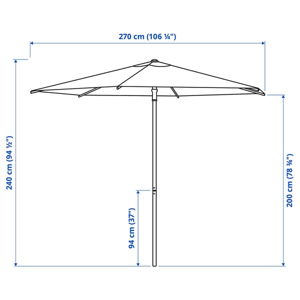 Illustration with measurements for the product: HÖGÖN.
