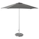 A grey HÖGÖN patio umbrella with a rectangular base, offering uv protection and air ventilation.