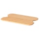 Option: A HÖGSMA bamboo chopping board, rectangular with curved edges, natural in color, and made from sustainable bamboo material.