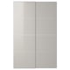 Option: A sleek, modern HOKKSUND sliding door in grey with a glossy finish. It a minimalist design with a fibreglass and aluminium frame.