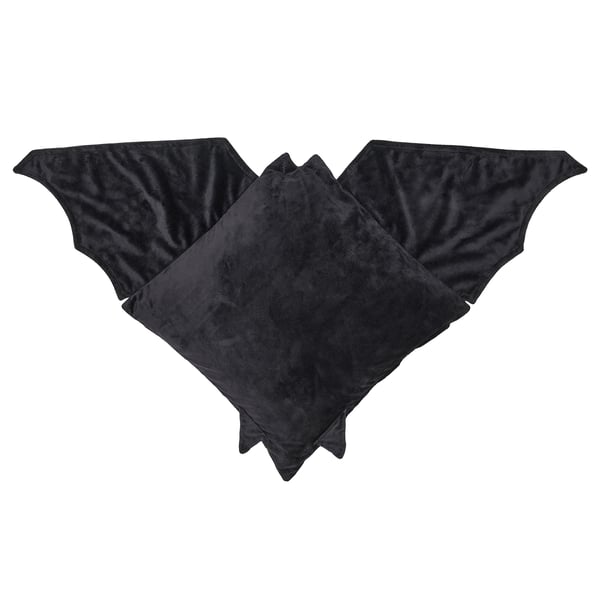 HÖSTAGILLE black bat-shaped pillow in recycled polyester fleece.
