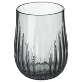 HÖSTAGILLE glass; grey, ribbed design, cylindrical shape. Glass material; elegant, textured surface.