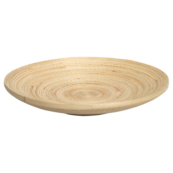 HULTET round woven bamboo tray - natural color, handmade, circular shape, flat design.