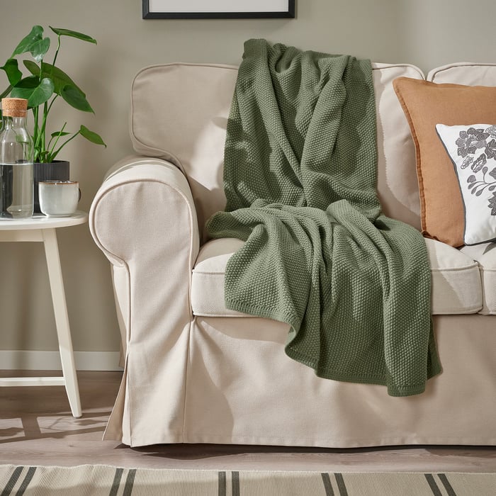 HUMLEMOTT throw, greygreen, 130x170 cm IKEA Spain