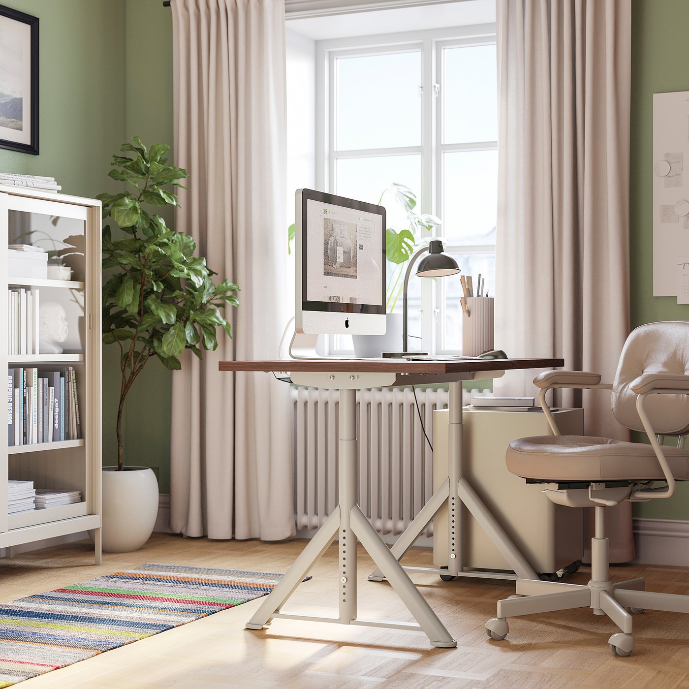 IKEA IDÅSEN（イドーセン）昇降式 ブラウン/ベージュ120×70cm IDÅSEN desk, brown/beige, 120x70 cm - IKEA Spain