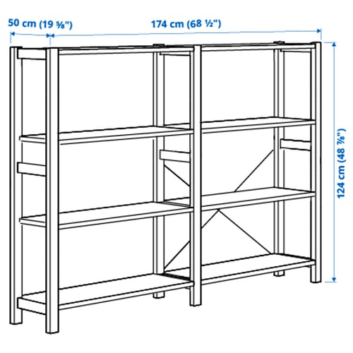 Illustration with measurements for the product: IVAR.