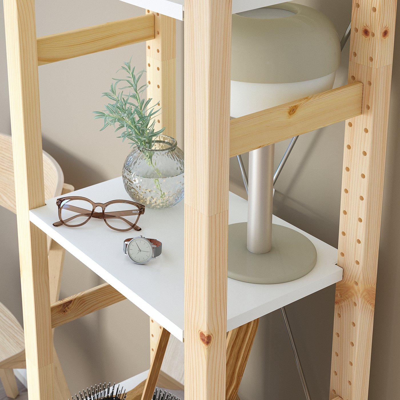 IVAR shelving unit, pine/metal white, 48x30x179 cm IKEA Spain