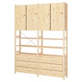 IVAR light wood storage unit with shelves and drawers for versatile storage.