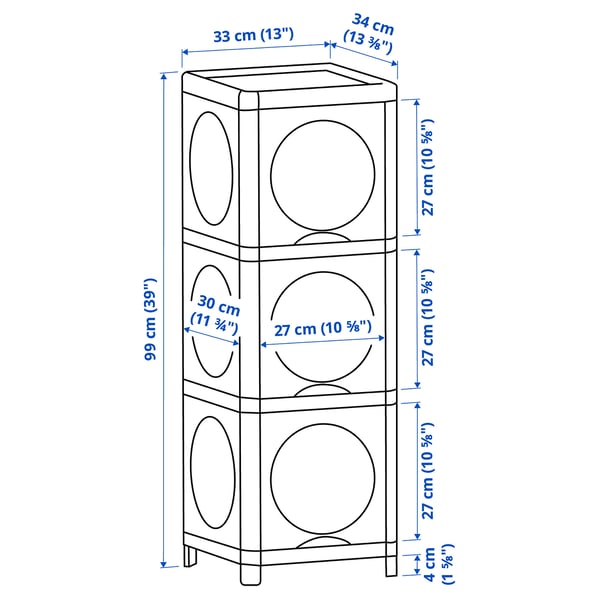 Illustration with measurements for the product: IVÖSJÖN.