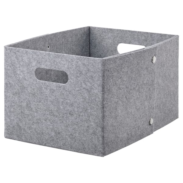 Gray JÄGMÄSTARE felt box with handles, stores clothes or electronics.