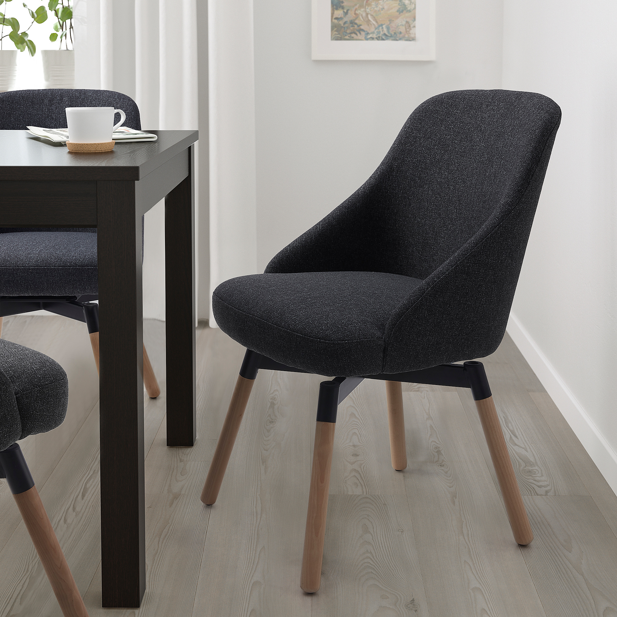 JANOLOF Swivel dining chair, Gunnared dark grey - IKEA