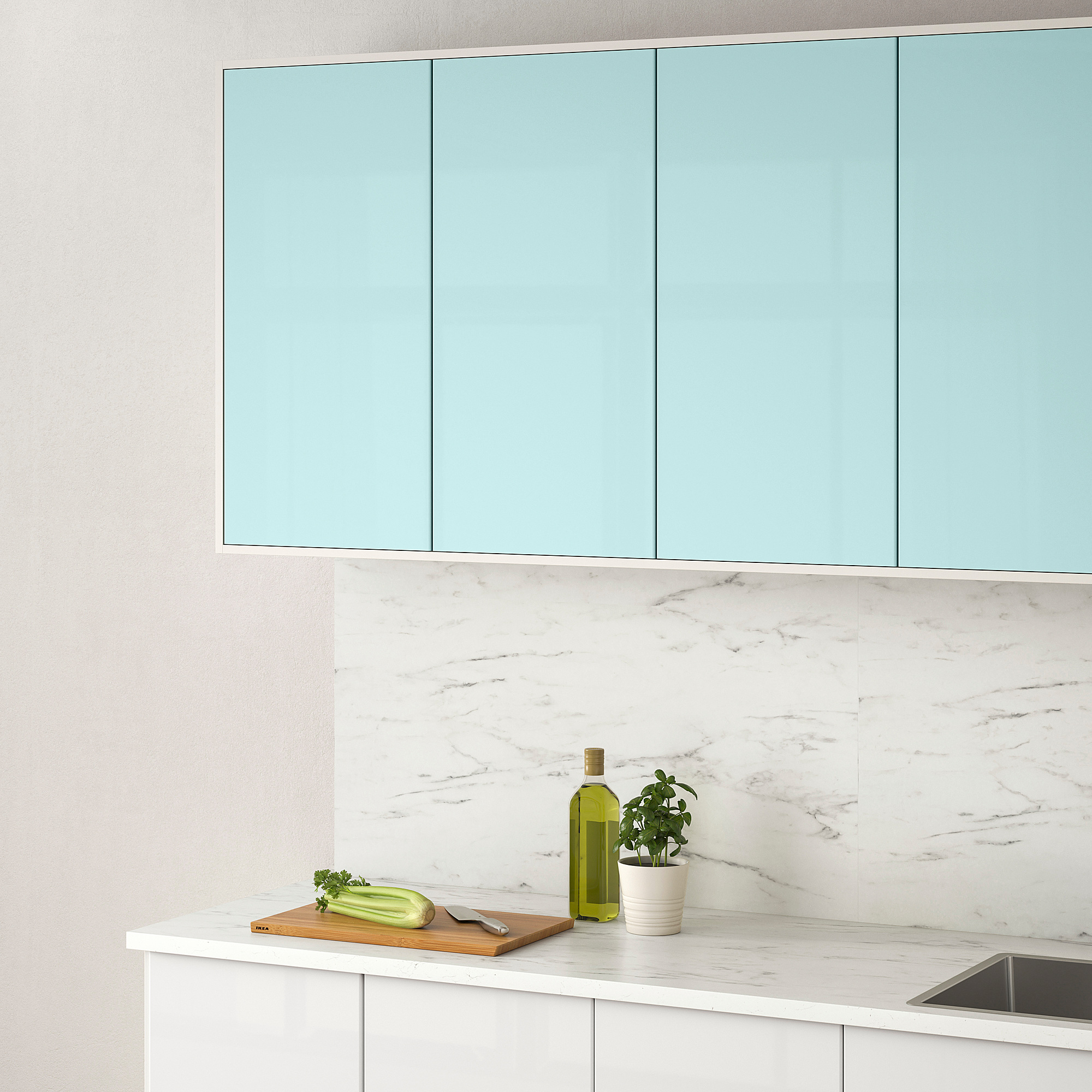 JÄRSTA Door, highgloss light turquoise, 40x80 cm IKEA