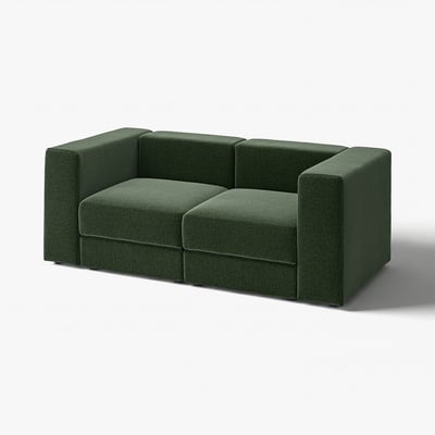 JÄTTEBO green modular sofa, modern design with clean lines, soft fabric cover, comfortable with storage.