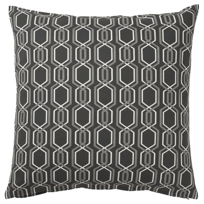 JÄTTEPOPPEL cushion, grey, geometric pattern, square shape, cotton material.