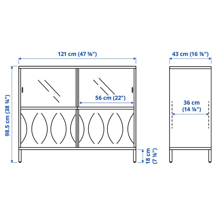 KALKNÄS with sliding doors, white, 121x43x98 cm IKEA Spain