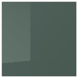 No KALLARP high-gloss green kitchen cabinet, sleek and modern, made with recycled materials.