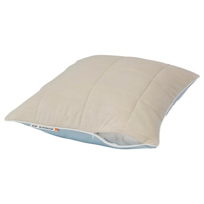 KEJSAROLVON pillow protector: blue & beige, rectangular, zippered, cooling & warming sides.