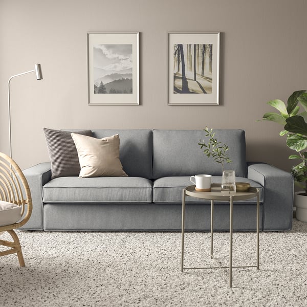 KIVIK sofá 3 plazas con chaiselongue, Tibbleby beis/gris - IKEA