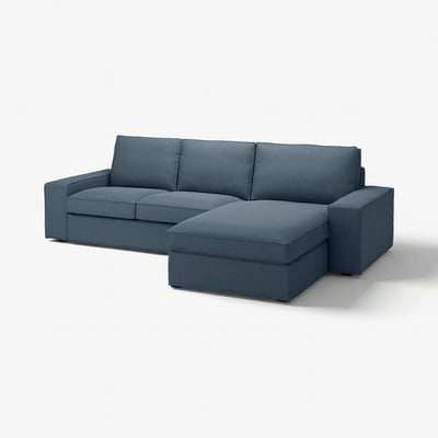 KIVIK 3-seat sofa with chaise longue, Gunnared blue