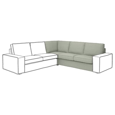 KIVIK light grey corner sofa, soft & deep seat, wool-like feel, pocket springs for comfort.