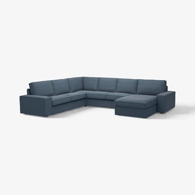 KIVIK Corner sofa, 5-seat w chaise longue, Gunnared blue