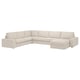 KIVIK beige sectional sofa with chaise, soft fabric, large cushions, low armrests.