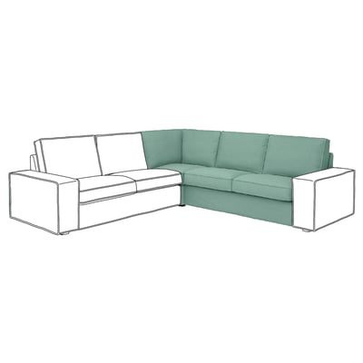KIVIK modern l-shaped sectional sofa in teal, featuring clean lines, padded seating, and removable covers.