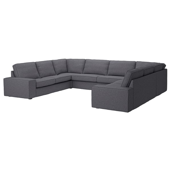 KIVIK l-shaped gray sofa, modern, cozy, removable armrests.